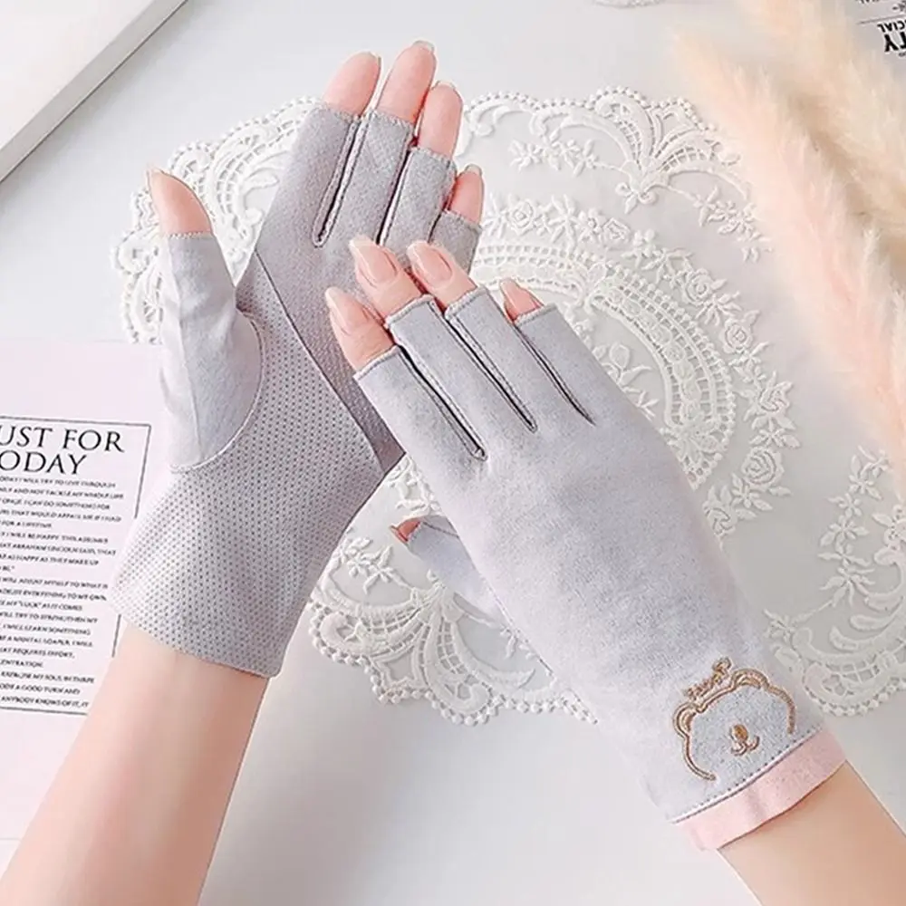 Thin Sun Protection Gloves Fashion Fingerless Short Anti-UV Mittens Elastic For Female fingerless gloves half finger gloves sunscreen gloves
