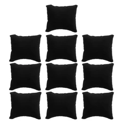 Luxurious 10-Piece Velvet Jewelry Pillow Display Set - Multicolor Bracelet & Watch Cushions (Black)