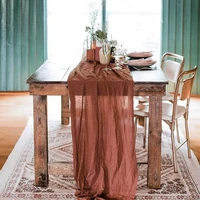 Semi-Sheer Gauze Table Runner Burlap Cheesecloth Setting Dining Rustic Country Wedding Birthday Decor Vintage Table Linens 1