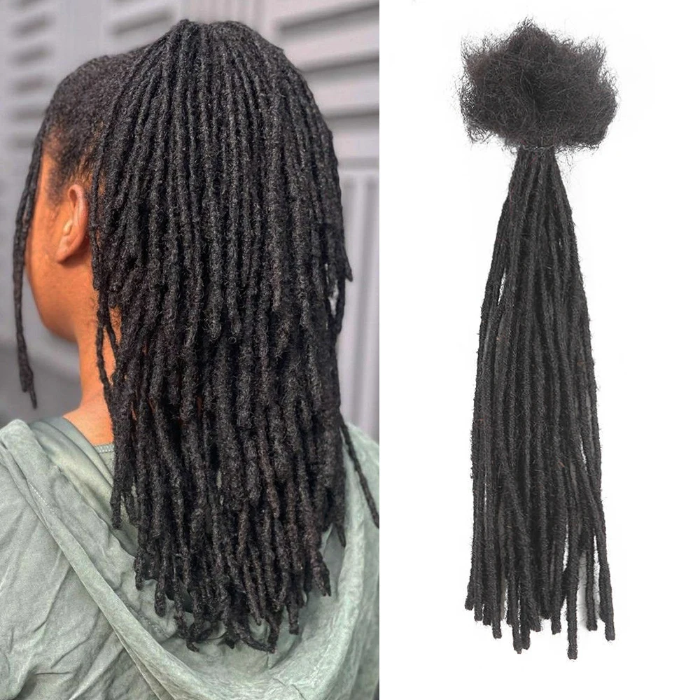 0.2cm Human Hair Dreadlock Extensions 20 Strands/Pack for Men/Women Kinky Twists Soft Braids Extensions 8-18 Inch 1