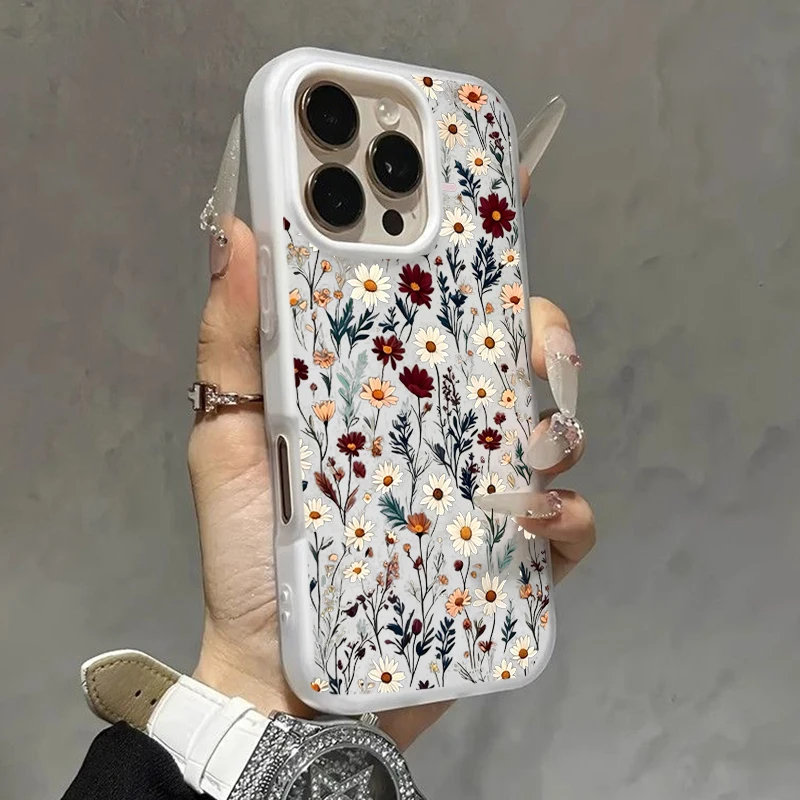 Candy Color Flower Matte Phone Case Cover