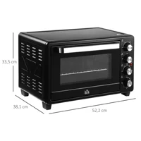 Mini four électrique, 32L, 1600W, 52,2x38,1x33,5 cm, noir, salle de bain, MCOM 3