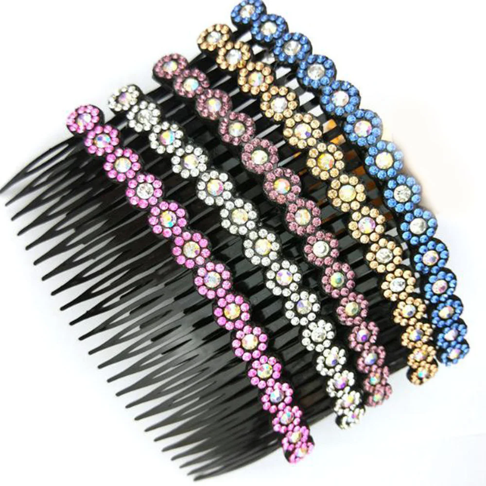 Rhinestone Crystal Comb Clip Girls Hair Accessories Bangs Clip Back Head Headdress Broken Hair Finishing Tools Hairpin