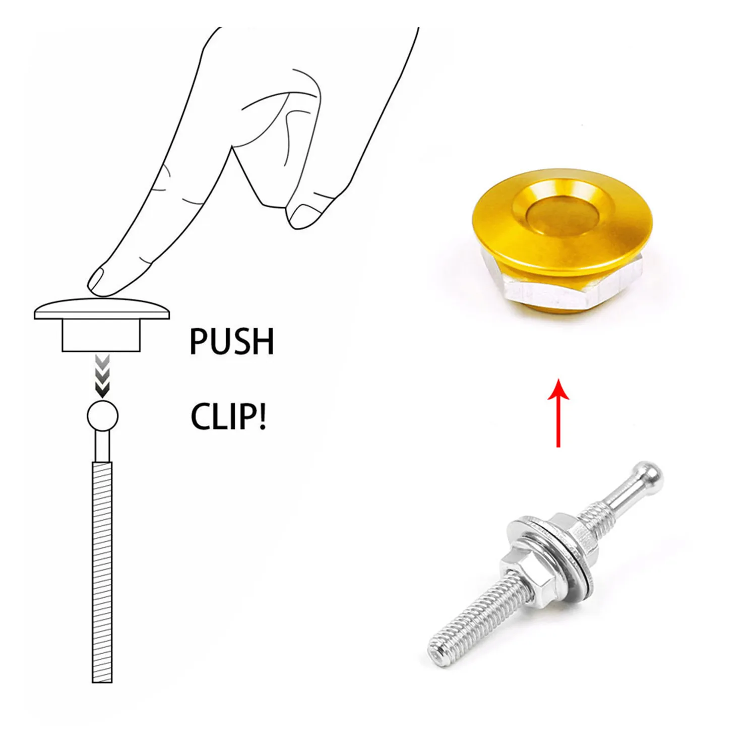 2x Universal Aluminium Stoßstange Schnellverschluss-Befestigungselemente Kit für Kofferraum Kotflügel Lukendeckel Motor Motorhaube Schloss Riegel Clips Body Kits – Detail 4