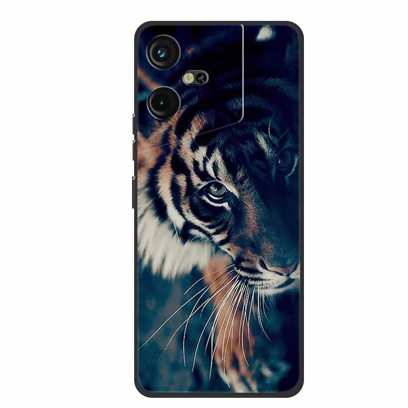 Luxury Soft Silicone TPU Phone Back Cover with Animal Wolf Design