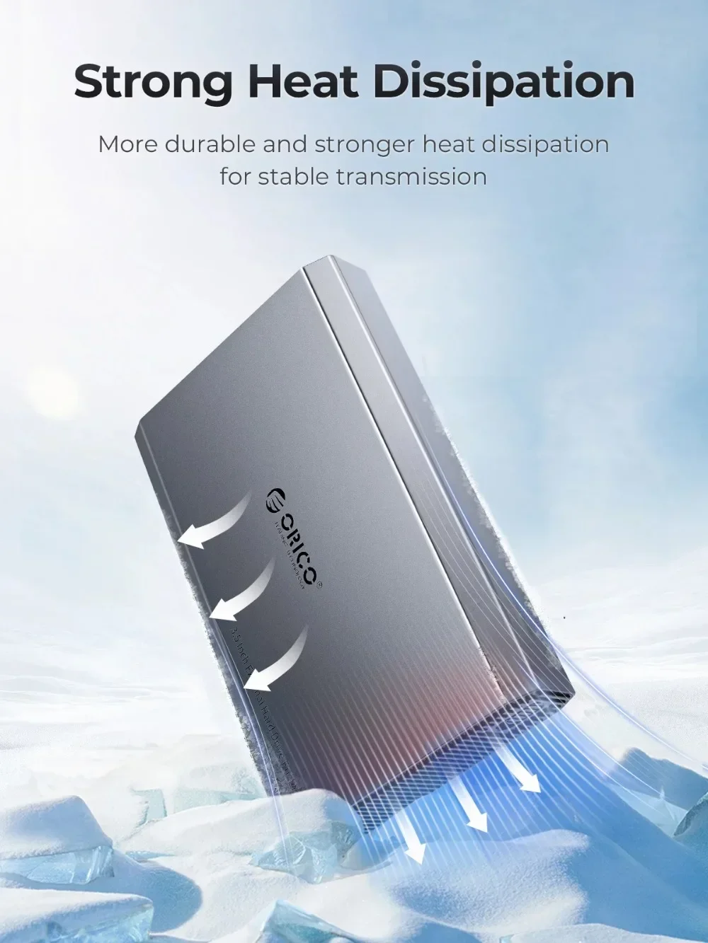 ORICO 2.5 3.5 inch Hard Drive Enclosure 6Gbps Type-C SATA HDD SSD Case External HDD Box Aluminum 12V2A Power Adapter