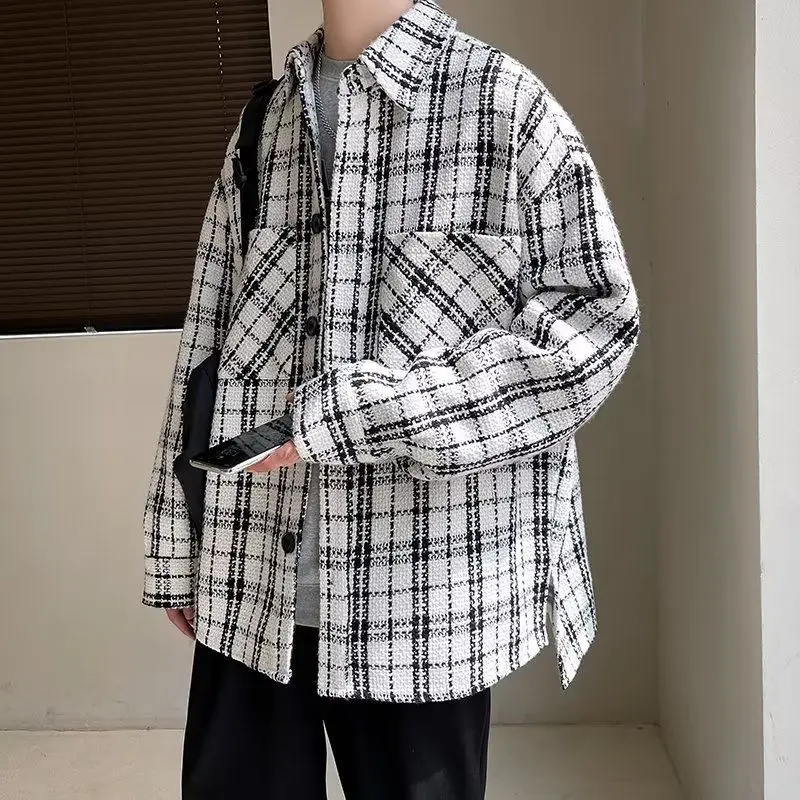 2023 Autumn Winter KPOP Fashion Style Harajuku Slim Fit Tops Loose All Match Casual Outerwear Square Neck Button Pockets Jacket