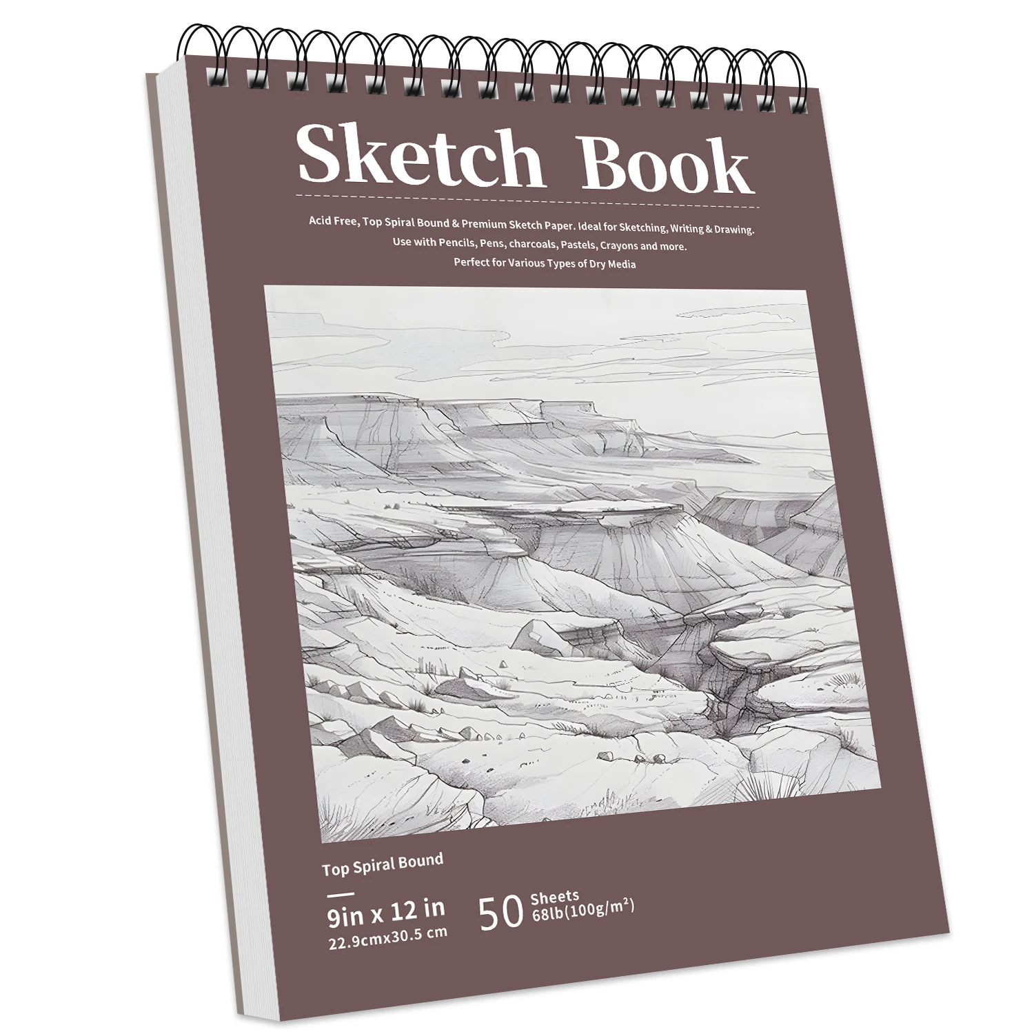 9 inç x 12 inç Eskiz Defteri, Üstten Spiral Eskiz Defteri, 68lb/100gsm Çizim Kağıdı Bloğu ve Eskiz Kağıdı, Çizim vb. için 1'li Paket Eskiz Defterleri