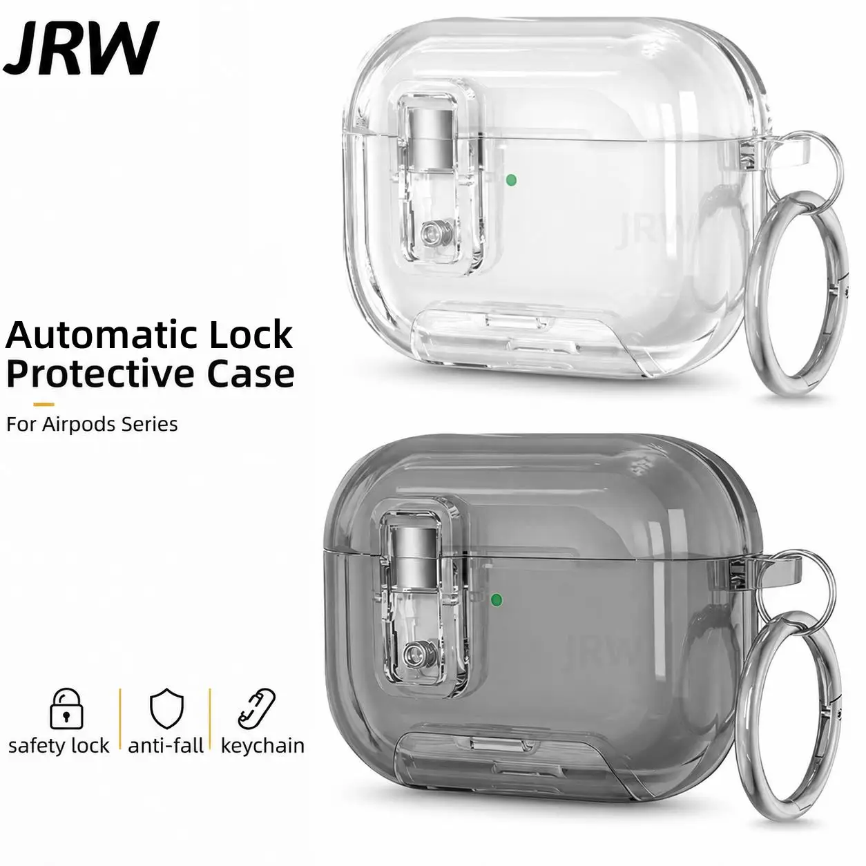 Sicherheitsschloss für AirPods Pro 3/Pro2/Pro/4 Transparente Hülle mit Telefonständer-Design Automatisch öffnender Deckel mit Schlüsselanhänger für AirPods 4/Pro 3/Pro