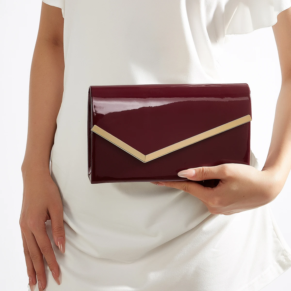 Borsa da sera da donna, pochette versatile di lusso leggero, borsa da sera in pelle sintetica PU tinta unita, borsa per il trucco portatile, borsa a tracolla, portafoglio, borsa a busta, con catena metallica staccabile, per ballo di fine anno, stagione delle nozze, abito da sera, borsa abbinata, borsa a tracolla portatile, borsa per il trucco, stagione delle nozze, banchetto - immagine 2