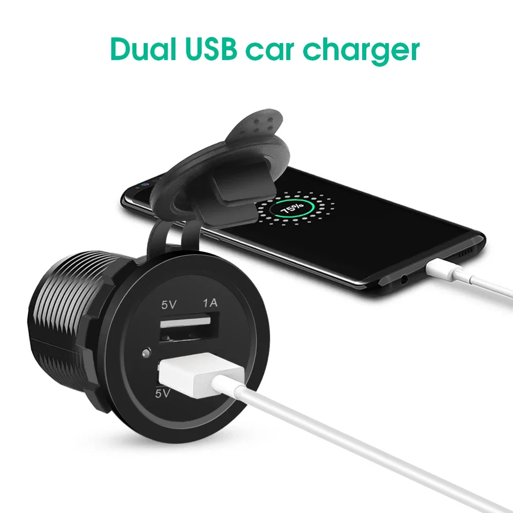 Dual USB Car Charger 5V 3.1A 12V for Vehicle Boat Truck Motorcycle