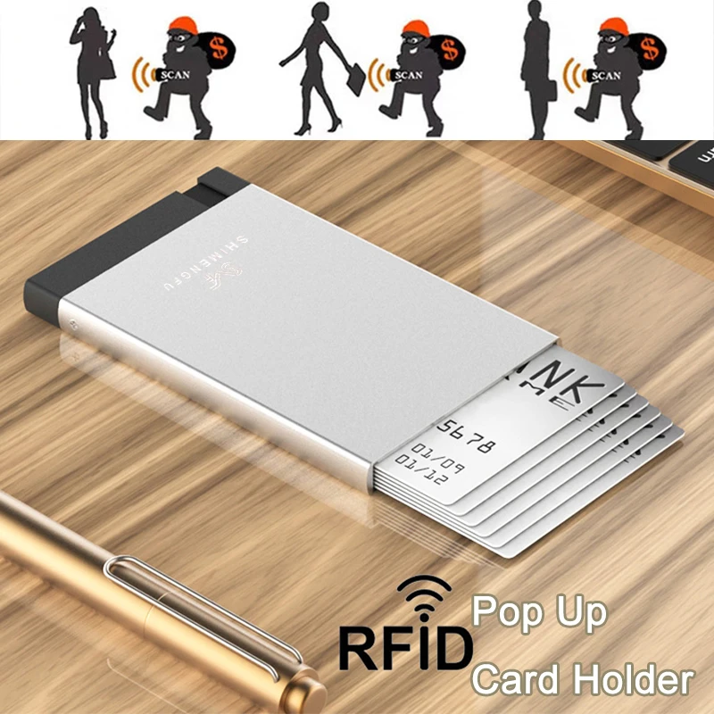 2025 RFID Blocking Aluminum Smart Wallet-Minimalist Pop-Up Card Holder for Men And Women, Credit Card Case, wallet card holder, card holder, credit card holder, card wallet