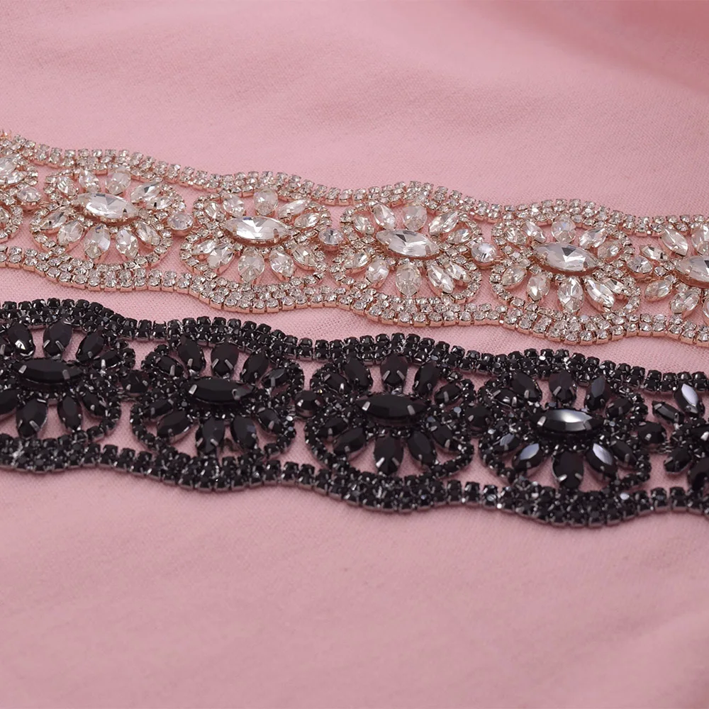 Bridal Waistband Dress Decoration CUIER 16.5" Length Super Long Women belt Rhinestones Crystal Luxury Full Glass Belt Appliques Wedding dress Decorations bridal waistband,bridal dress decoration