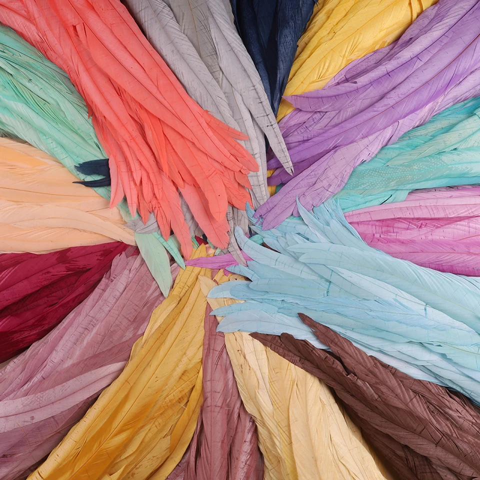 Rooster Feathers 50Pcs 35-40cm Rooster Tail Feathers for Crafts Carnival Accessories Natural Long Plumes Chicken Decoration Feather Headdress