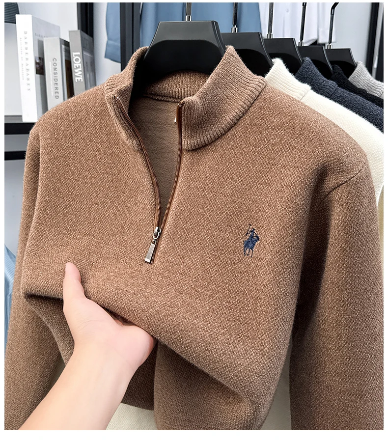 Hochwertiger Samt-Pullover mit Stehkragen und Reißverschluss für Herren Wintertrend Designer-Luxusmarke Paul-Stickerei warmer Strickpullover – Detail 27