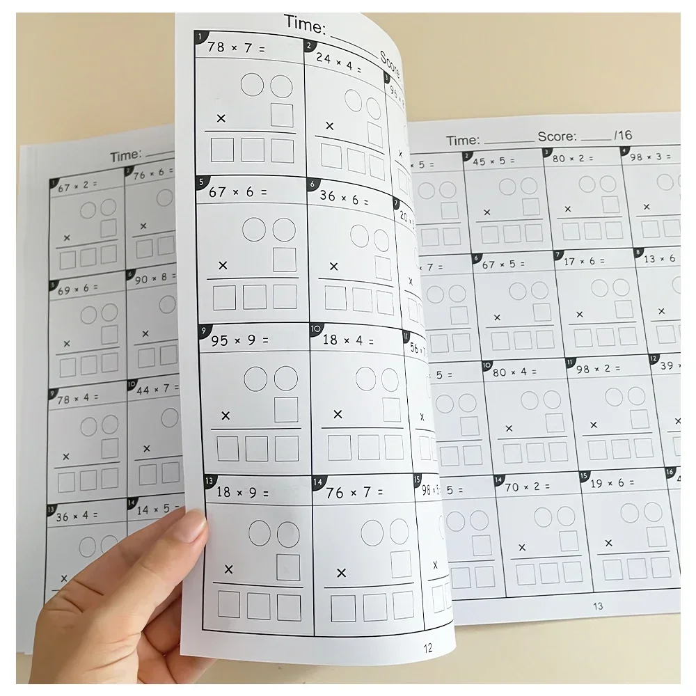32 Pages Child 2 Digit Math Multiplication Exercise Book Math Arithmetic Practice Workbook for Grade 3-5 of Primary School 6