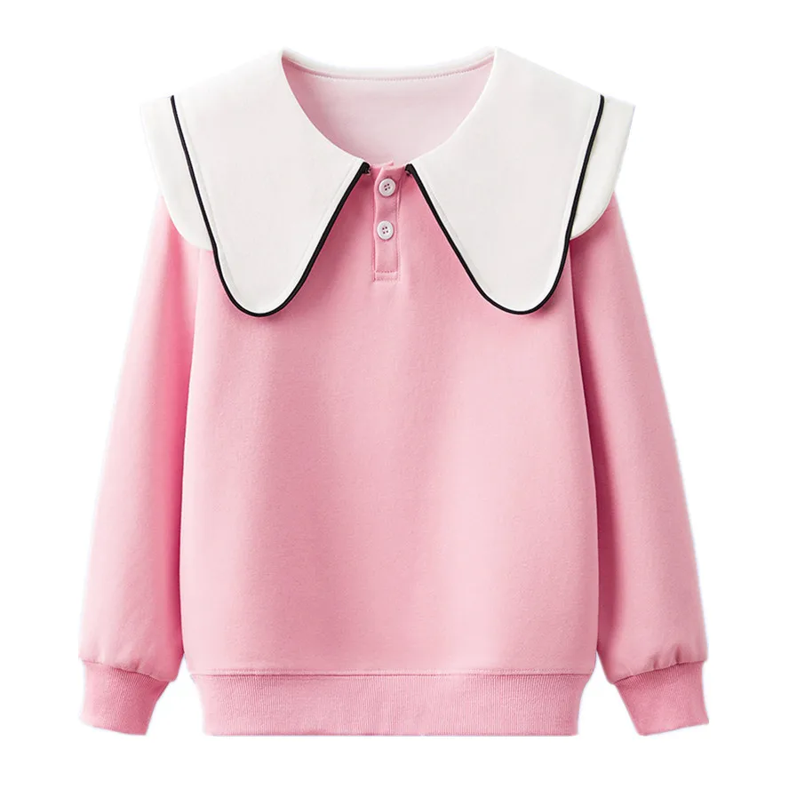 

MODX Clothing Girls Sweatshirt Spring Autumn Fashion Kids Solid Sailor Collar Long Sleeve Tops For Teens 5-15 Y Pullovers