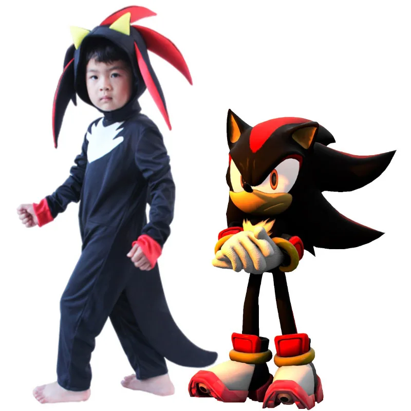 Costume Sonic pour enfants, figurine d'action, Halloween, carnaval, ombre  noire, tour ou jeu vidéo inquiet, cosplay, cadeau jouet pour enfants -  AliExpress