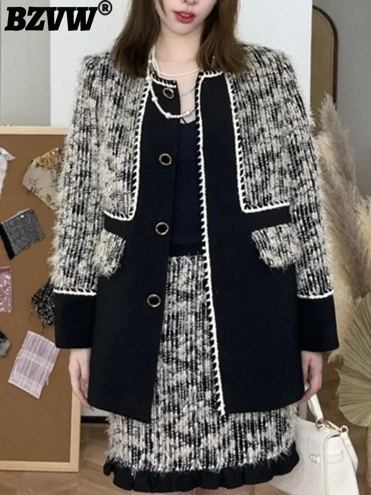 

BZVW Temperament Niche Designer Elegant High Waist Skirt Two Piece Women's 2023 Spring Autumn High-end Office Lady Sets Female