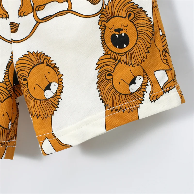 Jumping Meters Summer Lions Print Boys Shorts Drawstring Cotton Hot Selling Animals Toddler Kids Short Pants
