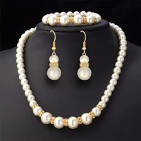 3 In1 Set Elegant Simulated Pearl Necklace Earrings Bracelet Long Necklace Women Bridal Wedding Jewelry Gift Beautiful Jewelries 1