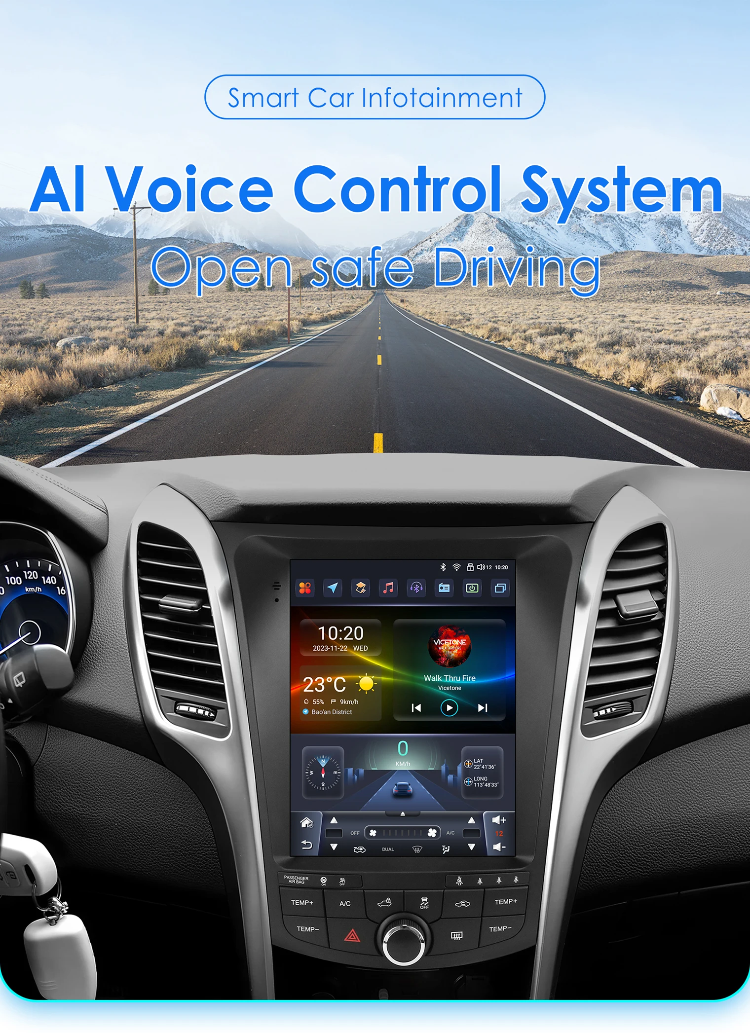 Hizpo 9,7 "Carplay Android intelligente Auto radio Für Hyundai l30 Elantra GT 2011-2017 für Tesla Stil vertikale Bildschirm GPS 4G BT – Detail 2