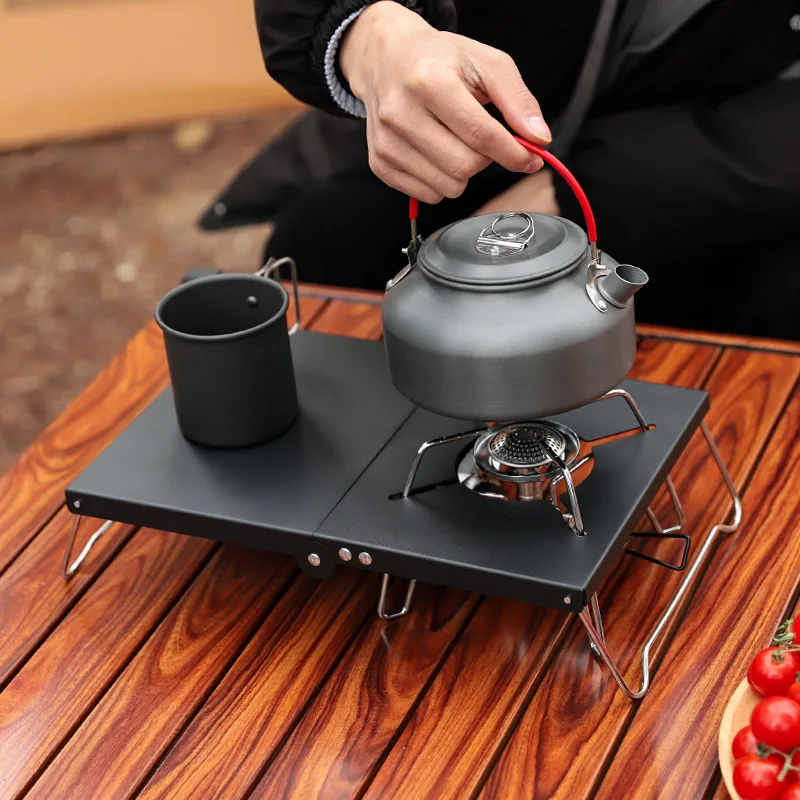 

Mini Barbecue Stove Table Portable Aluminum Alloy Table Gas Stove Stand Foldable Heat Insulation Lightweight for Travel Stove