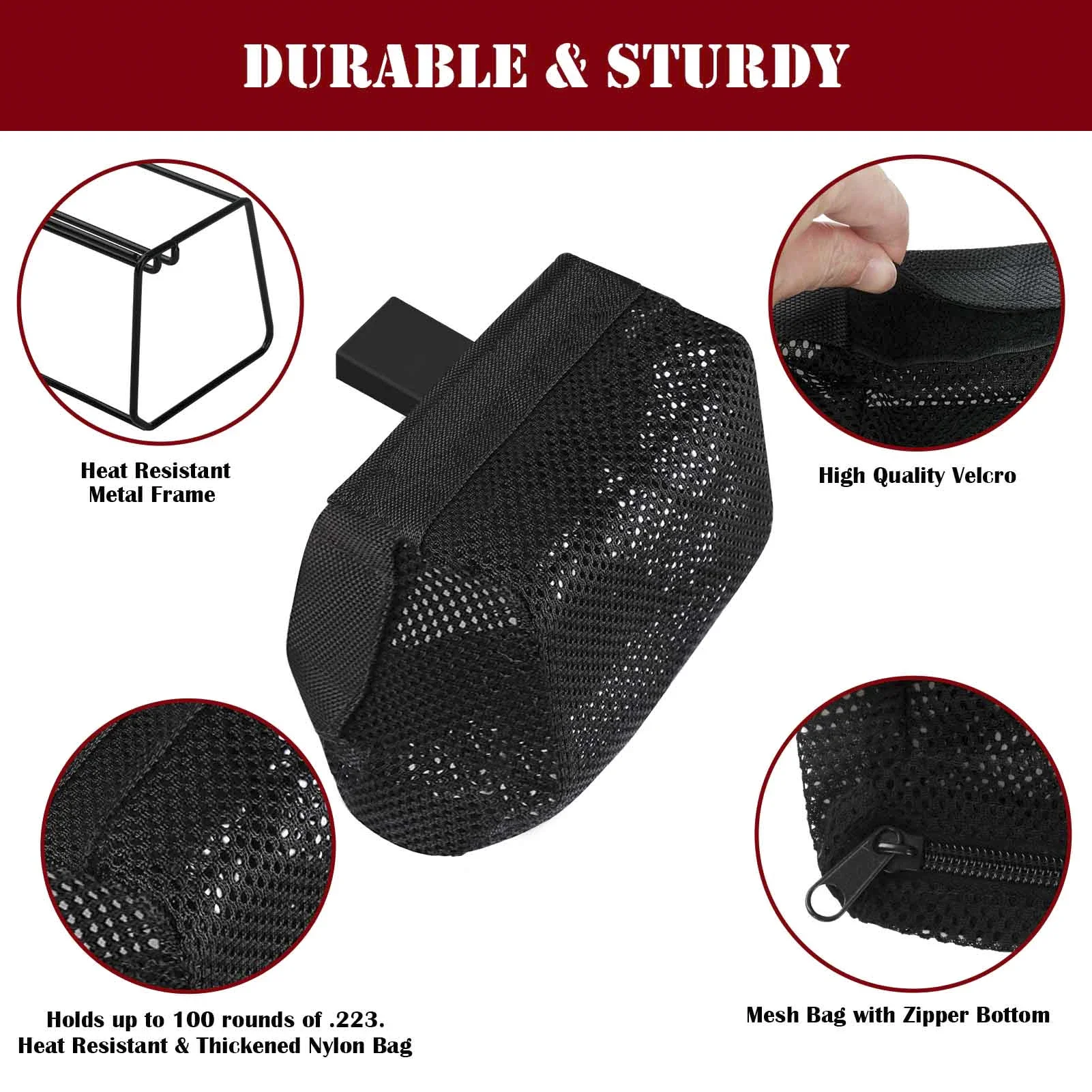 MAGORUI Quick Release Shell Catcher with Detachable Picatinny Heat Resistant Thickened Brass Catcher Nylon Mesh for Rifle 3