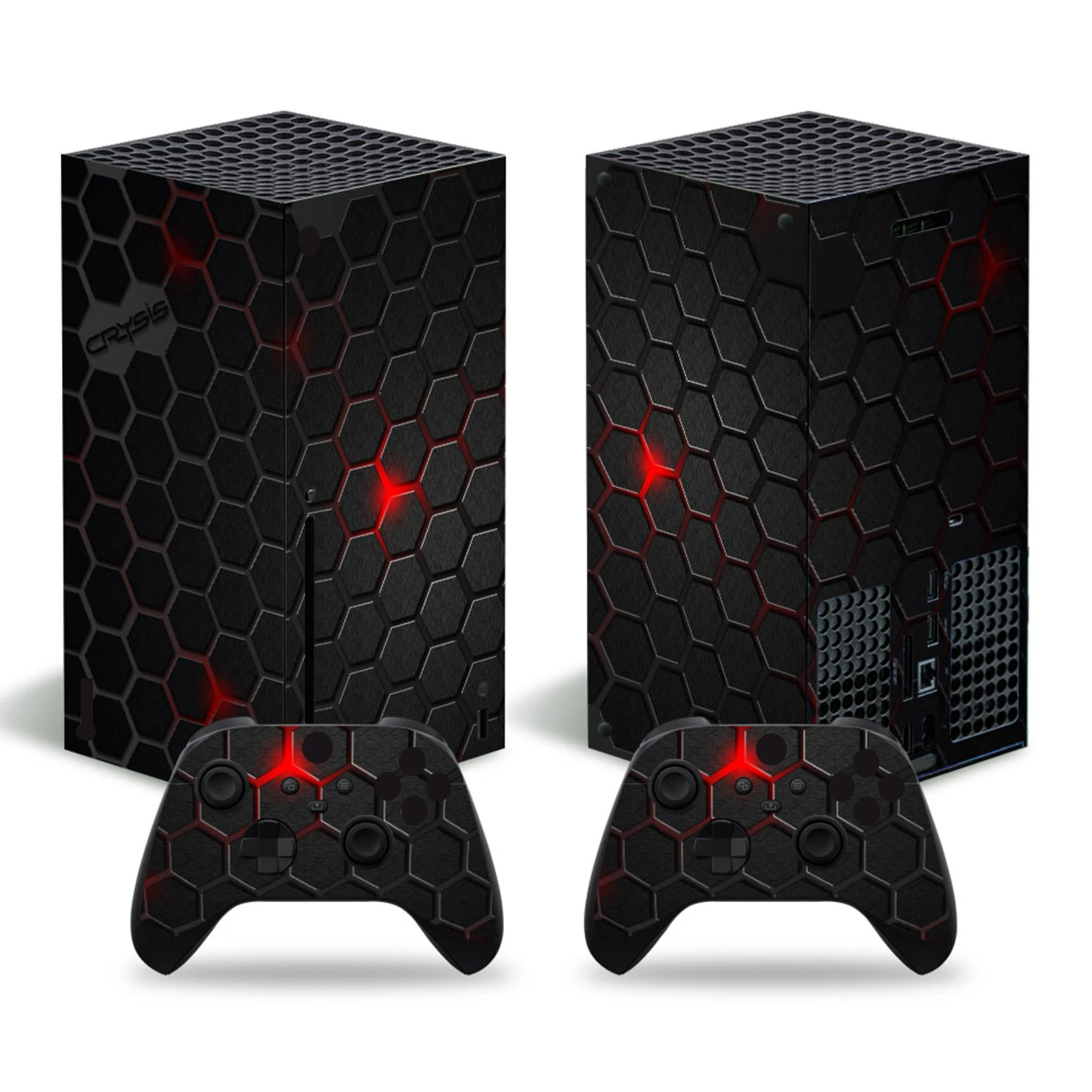 For X-box Series X Console and 2 Controllers Skin Sticker Geometric Lattice Protective Vinyl Decal Full Set for XSX Skin