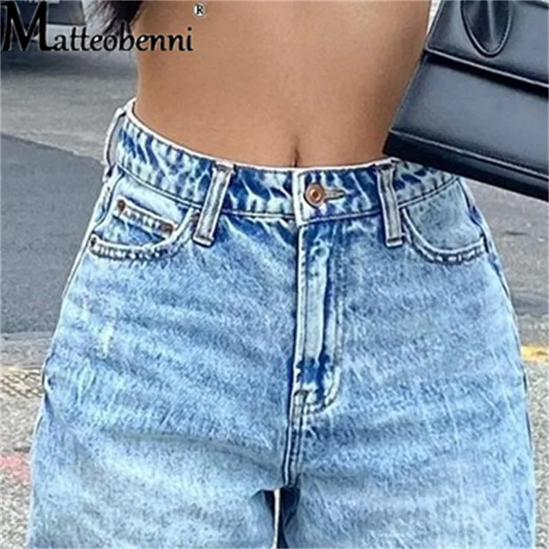 2023 Fashion Loose Jeans Women Commuter Straight Trousers Daily Casual Denim Pants Female Splicing Pocket High Waist Streetwear 5