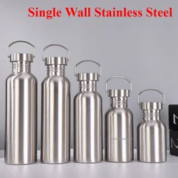 Large Capacity Stainless Steel Water Bottle with Lid for Sports and Outdoor Activities (Silver)