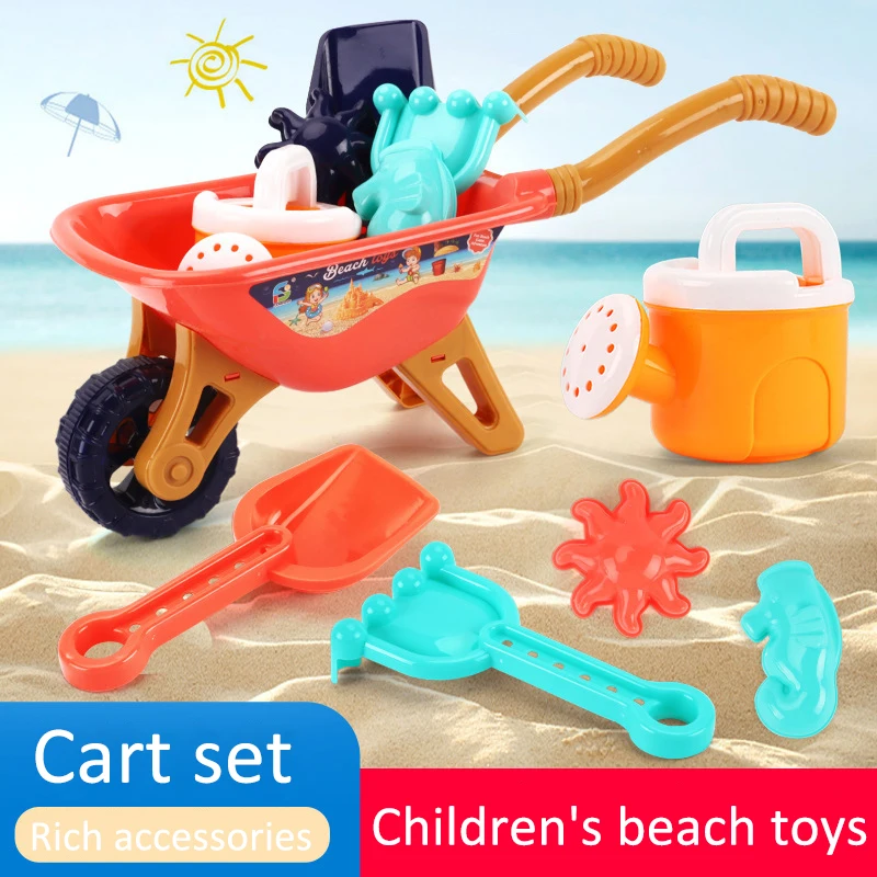 Beach Toy Stroller Kids Excavator Toy Kids Wheelbarrow Kid Sand Toys Set Cart Beach Sand Toy Plastic Kids Sand Playset Baby 2