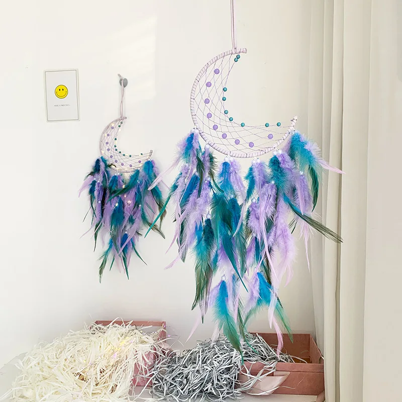 Girl Heart Dreamcatcher Bedroom Decoration Gift Handmade Feather Dream Catcher Wind Chimes Art Chimes Valentine's Day Gifts
