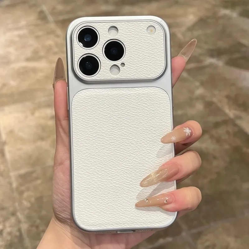 Luxury Leather Texture Shockproof Phone Case with Durable Lens Protection