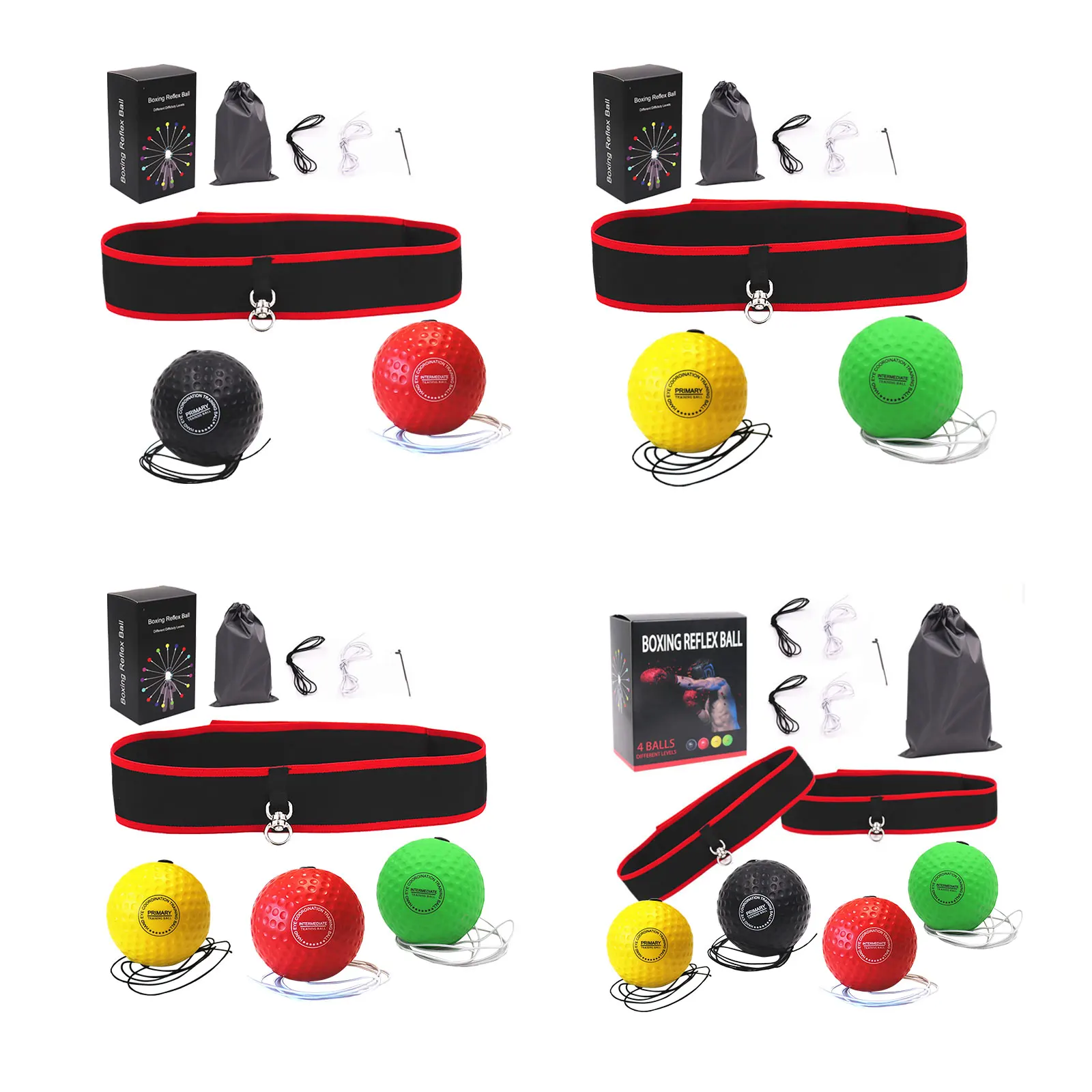 Boxing Reflex Ball Set with Headband Speed Training Boxing Ball Raising Reaction Adjustable for Hand-Eye Coordination Training
