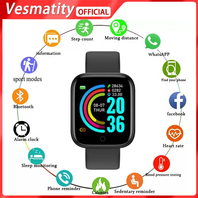 For Apple Huawei Xiaomi D20pro Waterproof Smart Watch Sport Fitness