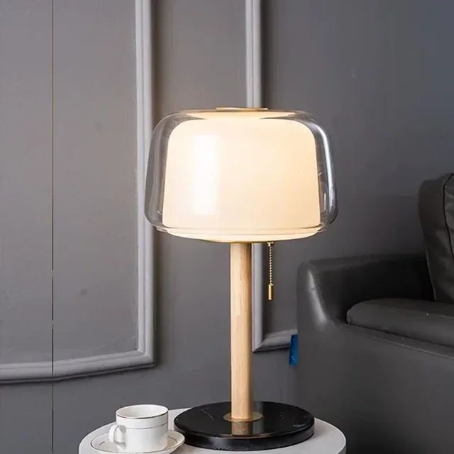 2024 French High-end Bedroom Bedside Lamp Simple Cream Style Modern Design Room Decoration Study Glass LED Table Lamps
