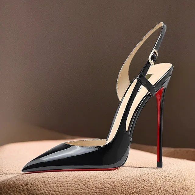 Sandales à talons hauts avec sangle arrière ajourée, fuite latérale, avec miroir noir et blanc et tempérament sexy, chaussures grande taille, nouvelle collection 1