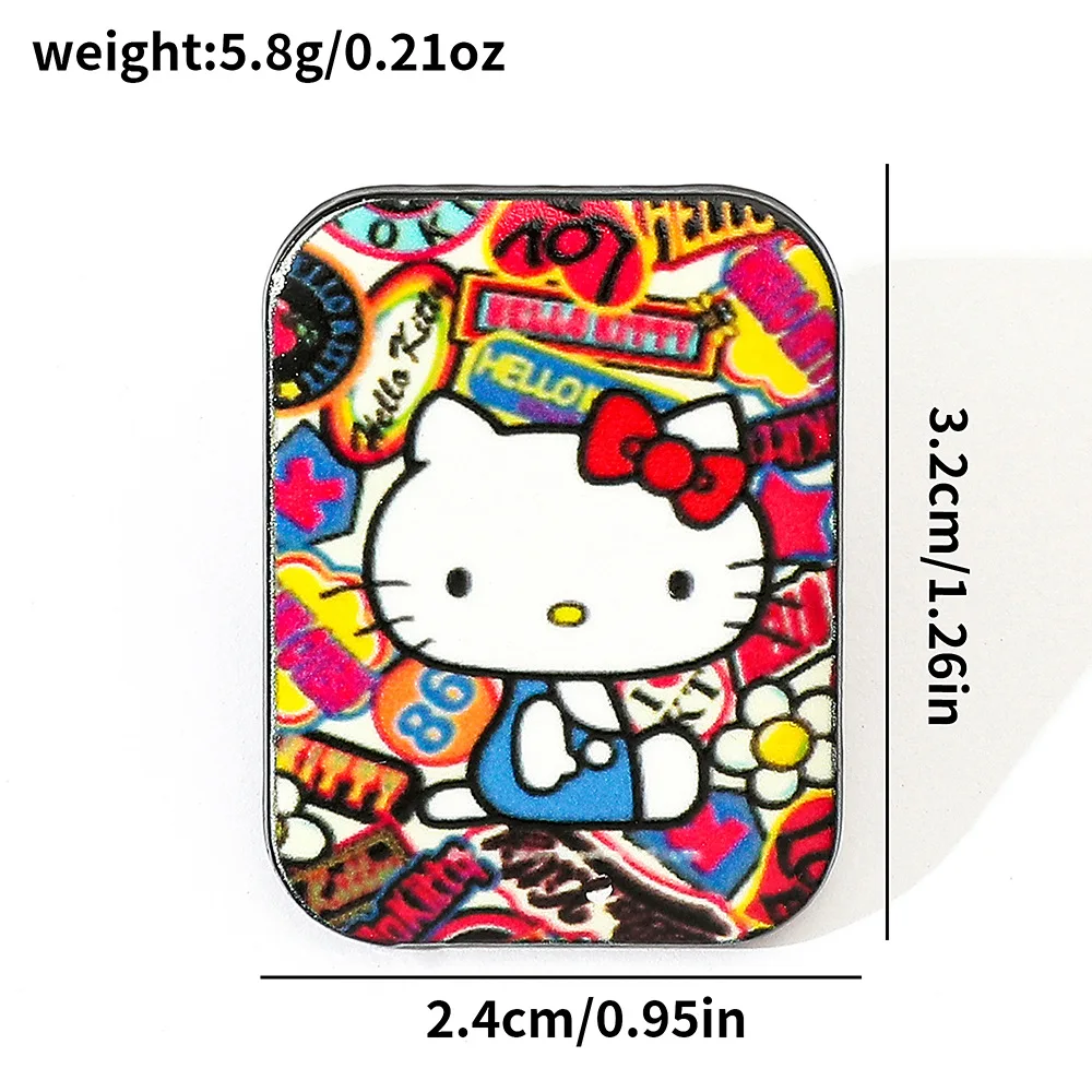 Spilla a forma di cartone animato Simpatico Hello Kitty Rettangolo rosso Spilla smaltata Zaino Abbigliamento Gioielli Distintivo in metallo Accessori Regalo per un amico