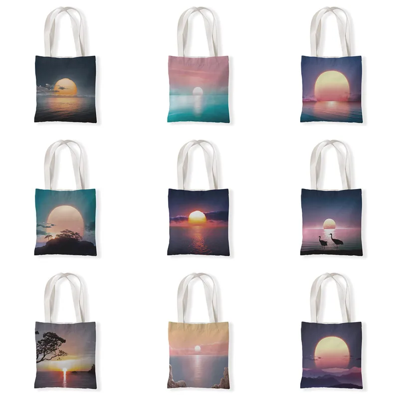 

Sunrise Shopping Bag Shopper Bag Tote Bag Scenery Shoulder Canvas Bag Large Capacity Messenger Bag Handbag