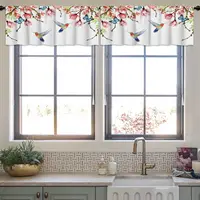 2 Pack Colorful Flowers Valances for Windows, Floral Bird Butterflies Decorative Valance Rod Pocket Window Treatments Kitchen 2