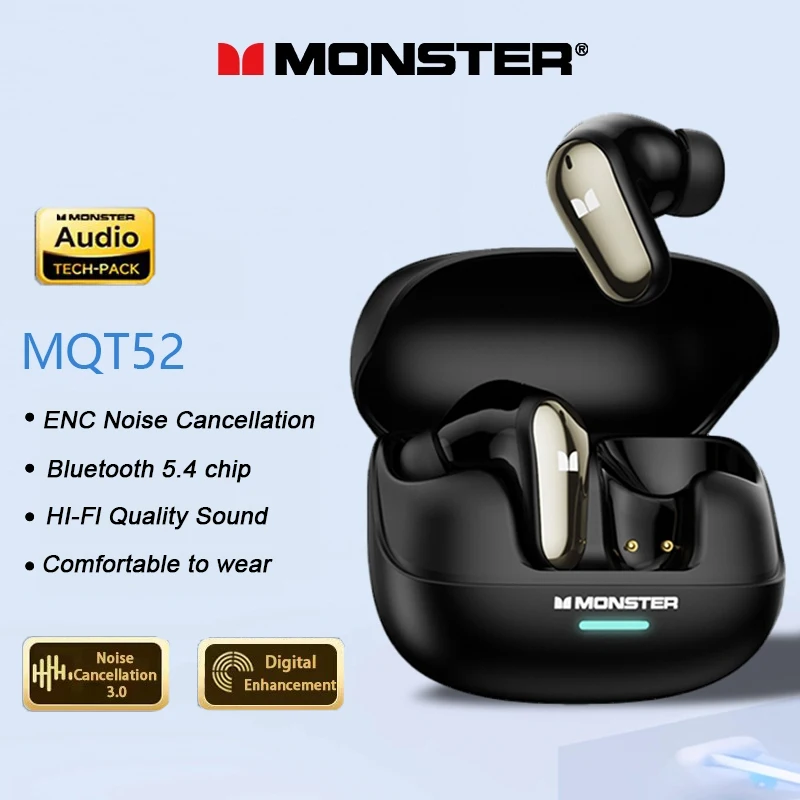 جديد الوحش MQT52 TWS سماعة الألعاب اللاسلكية بلوتوث 5.4 HIFI ستيريو سماعات الموسيقى الحديث إلغاء الضوضاء سماعات الأذن — صورة 1