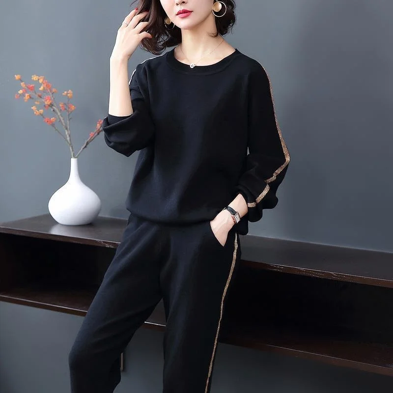 cute pj sets Women's Spring Autumn Loose Tracksuit Casual Sportswear Style Age Reducing Two 2 Piece Outfits Set Top And Pants Women Plus Size women's sets