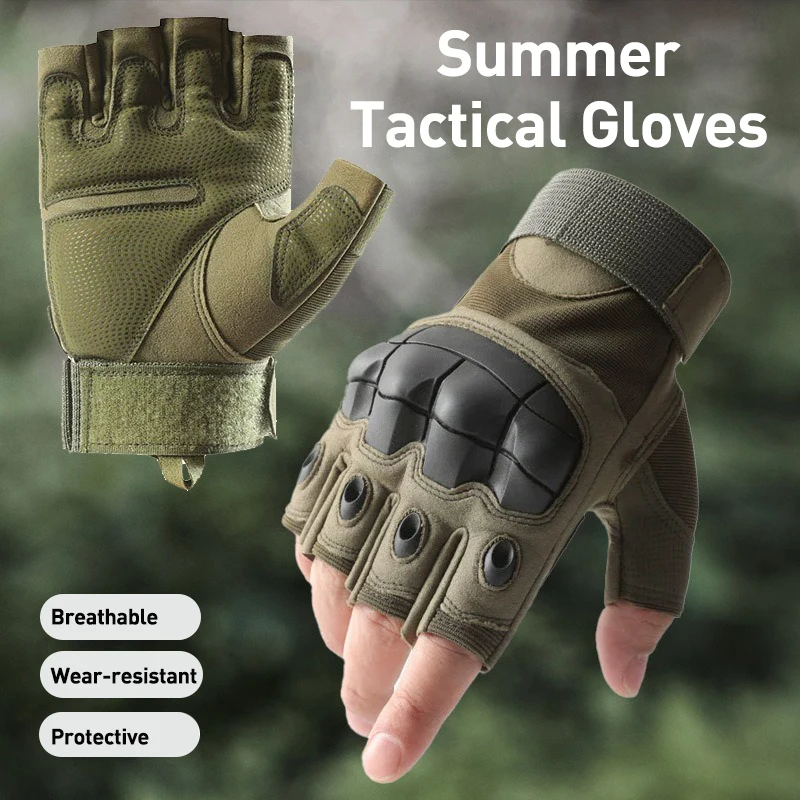 Summer Half Finger Tactical Gloves Men Reinforce Palm Protective Durable Anti-slip Military Hunting Cycling Fingerless Gloves cycling gloves fingerless gloves tactical gloves