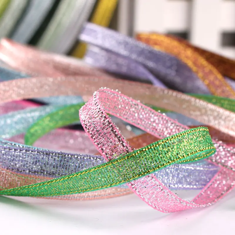 Festive Gold & Silver Metallic Glitter Ribbons - 22 Meters