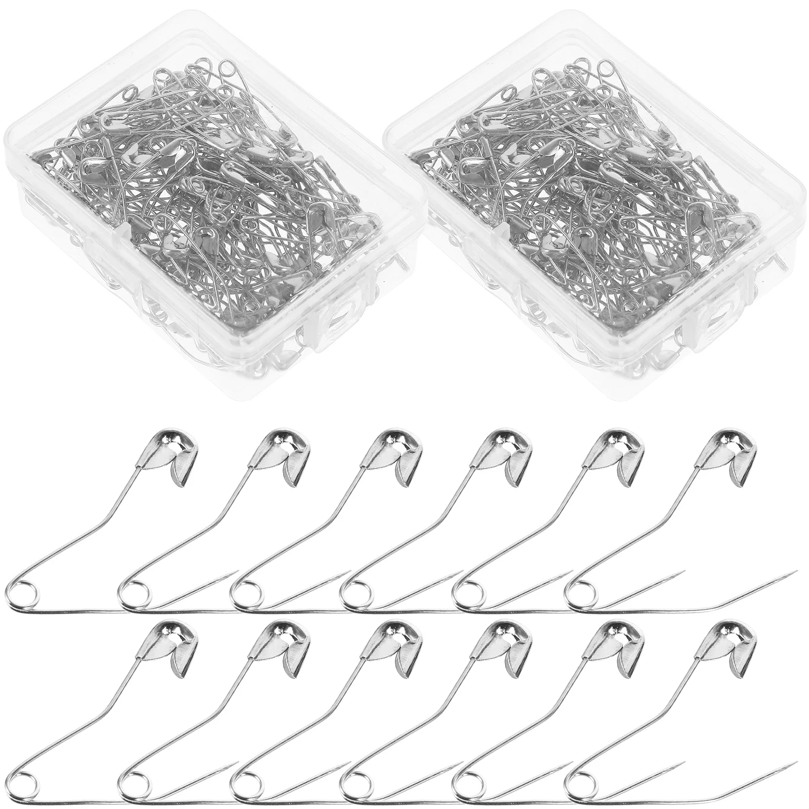 

28/33/38MM Stainless Steel Curved Safety Pins Quilting Basting Pins with Plastic Box for DIY Craft Making and Clothing