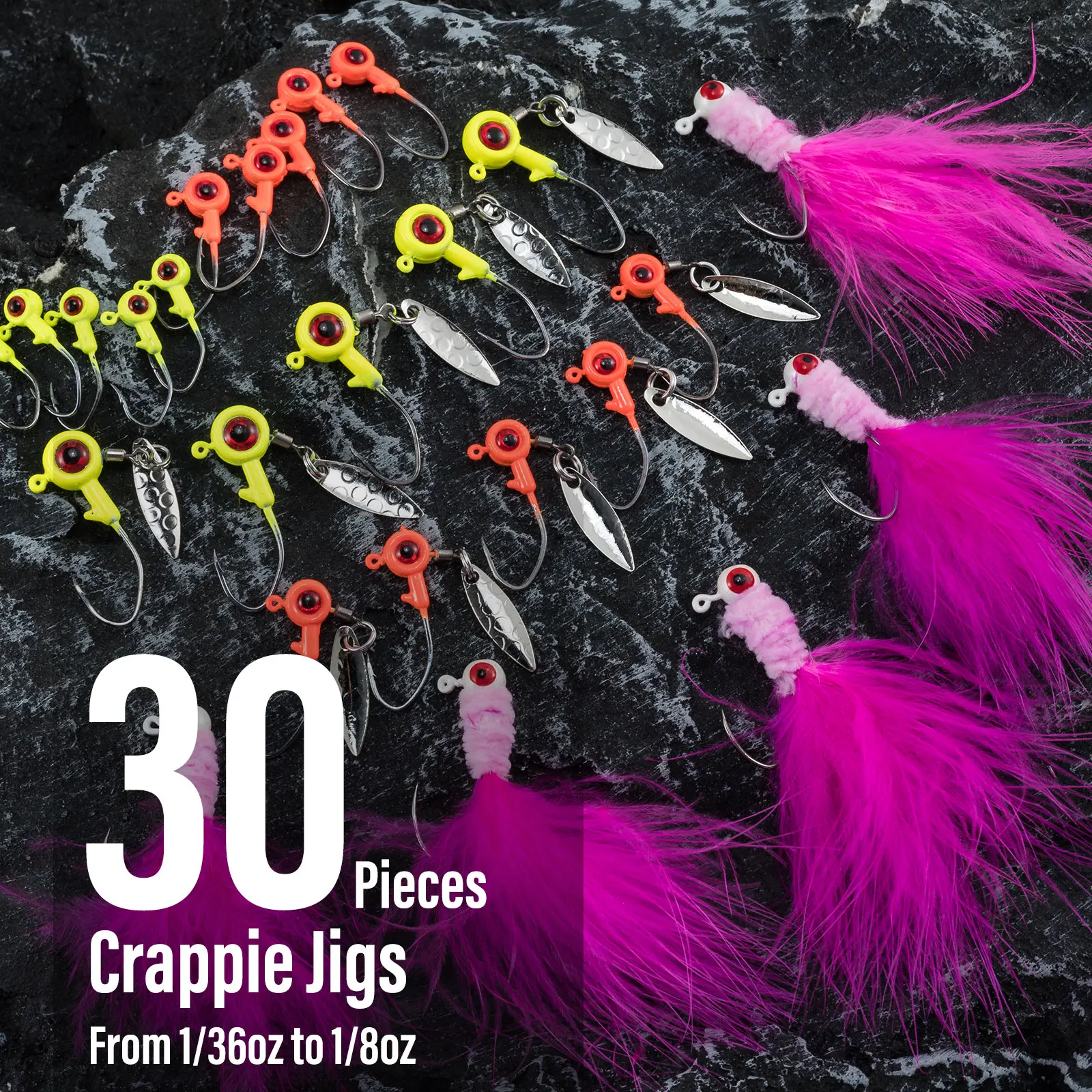 MITOBASS Crappie Lures 60Pcs Kit - 50 Small Shad, 10 Jig Heads for Crappie  Fishing Lures, Jigs -  Canada