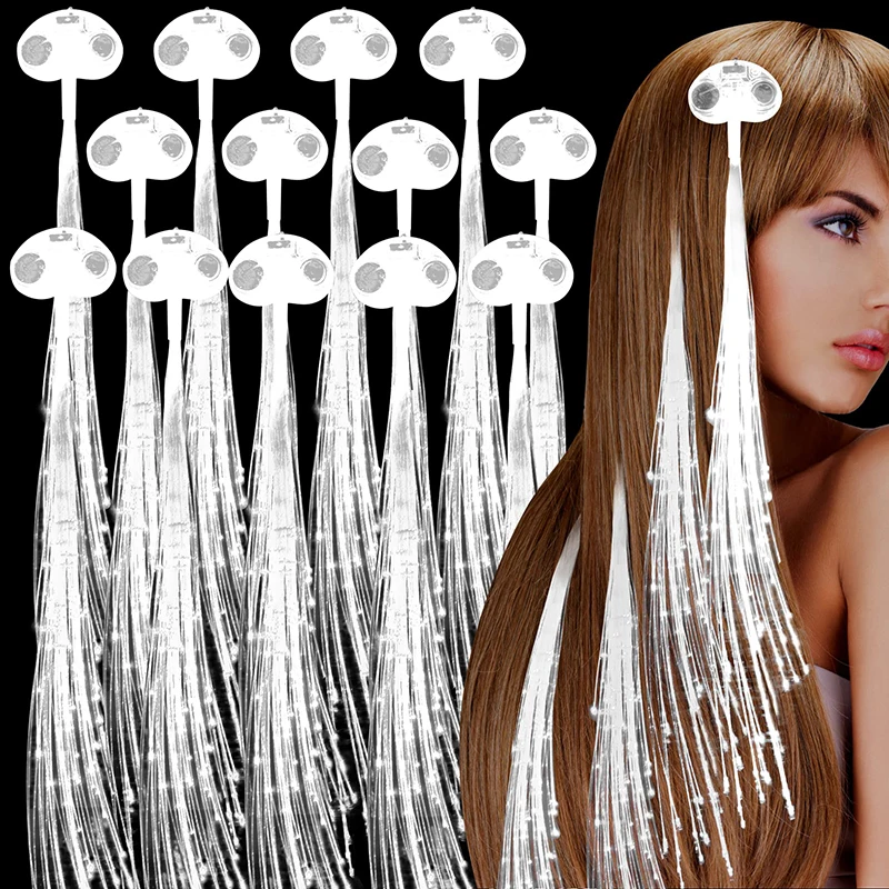 

12-120Pcs LED Hair Clip Light White Fiber Optic Wedding Hair Barrettes Clip Hairpin Flash Barrettes Clip Braid for Party