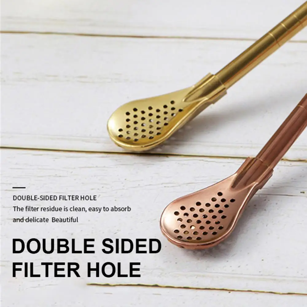 Metal Straws Colorful 304 Stainless Steel Tea Drinking Straws Spoon Yerba Mate Tea Filter Reusable Bombilla Gourd Tools Bar Accessories