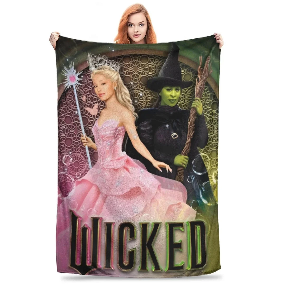 Wicked Musical Movie 2024 Blanket Soft Throw Blanket for Home Bedroom Bed Sofa Travel Office Solid Cover Blanket Kids 3D Quilt
